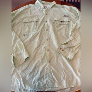 Columbia Shirt Mens 3XLT Green Roll Tab Long Sleeve Button Up Breathable PFG